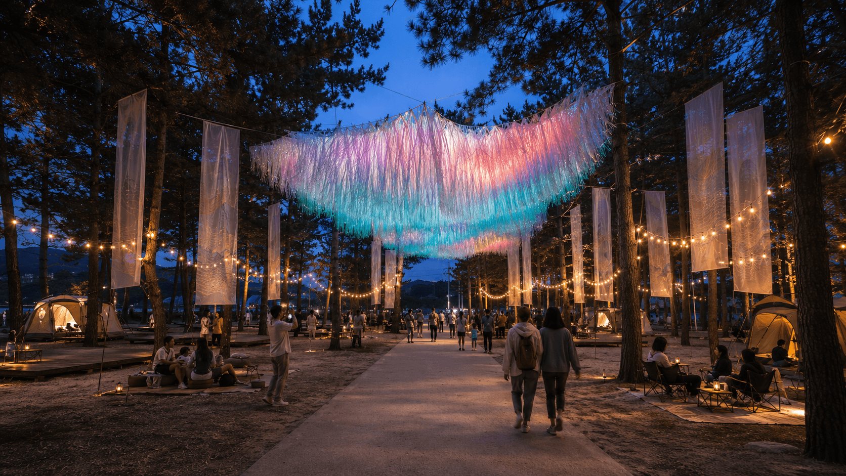 Bukbun-ri pine-forest festival concept at dusk